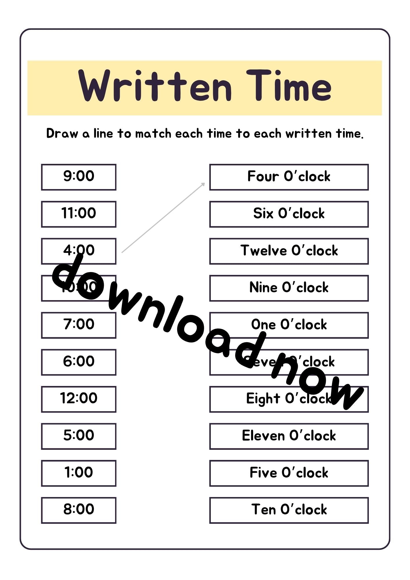 clocks worksheet
