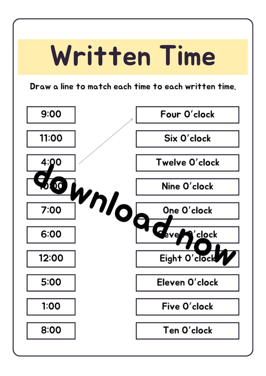 clocks worksheet